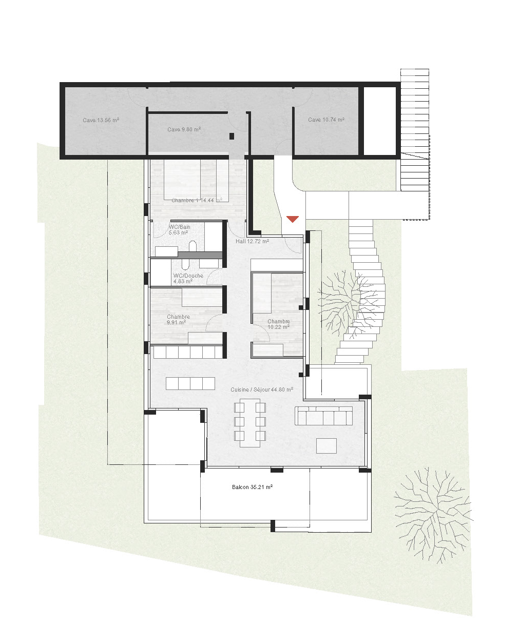 Plan du Rez-de-chaussée inférieur I